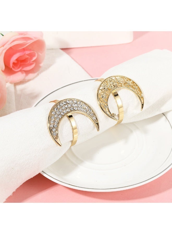 4PCS Gold Moon & Star Metal Napkin Rings – Elegant Table Napkin Holders for Dining Table Decoration, Dinner Party, Wedding & Home Table Decor - Image 3