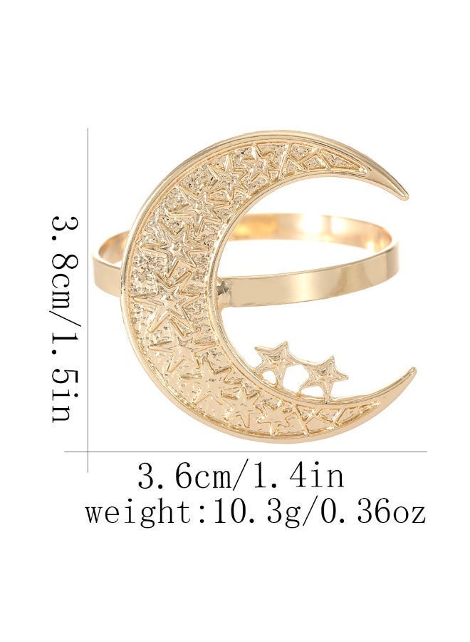 4PCS Gold Moon & Star Metal Napkin Rings – Elegant Table Napkin Holders for Dining Table Decoration, Dinner Party, Wedding & Home Table Decor - Image 5