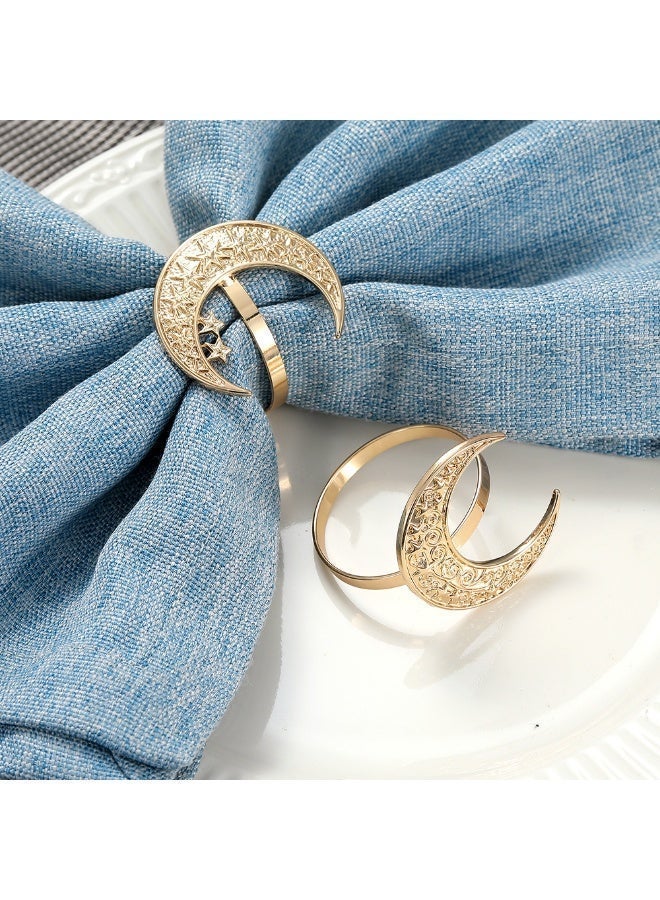 4PCS Gold Moon & Star Metal Napkin Rings – Elegant Table Napkin Holders for Dining Table Decoration, Dinner Party, Wedding & Home Table Decor - Image 2