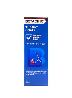 BETADINE Throat Spray for Sore Throat and Mouth Ulcer Viruses Bacteria and Fungi Protection 50ml 