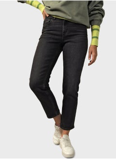 Super High-Waisted Ankle Straight Fit Jeans