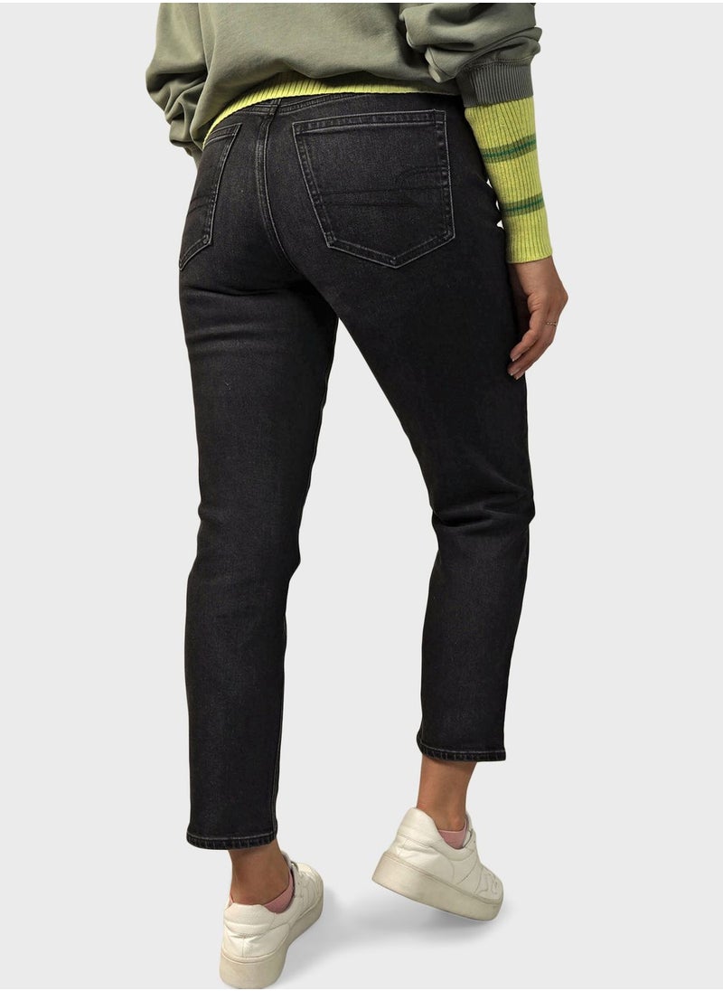 American Eagle - Super High-Waisted Ankle Straight Fit Jeans - Image 1
