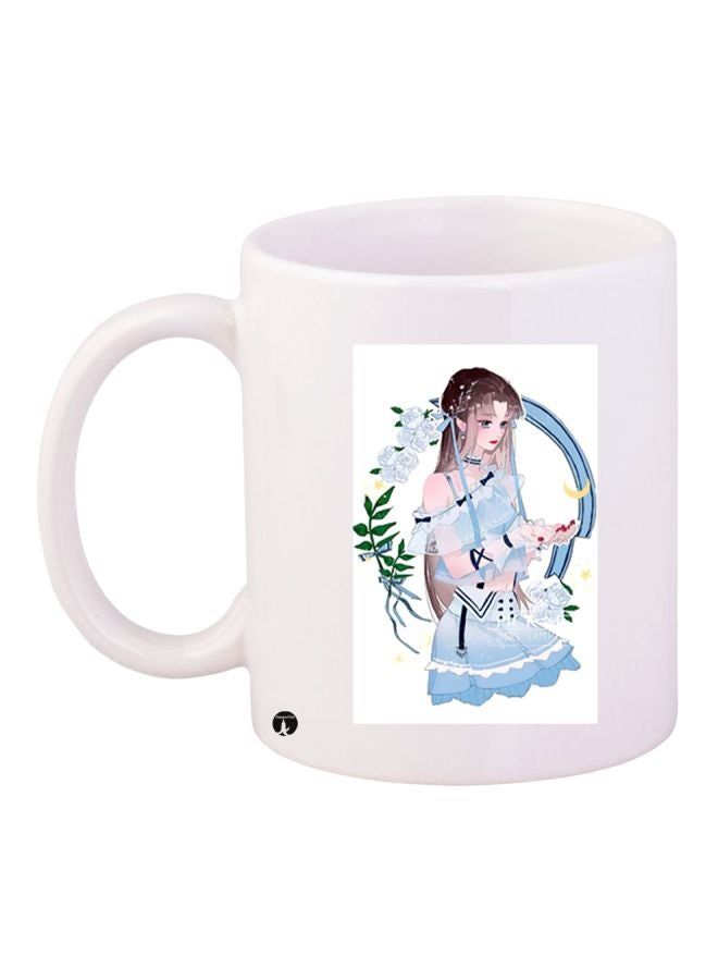 RKN Anime Girl Printed Coffee Mug White/Blue/Green 11ounce - Image 2