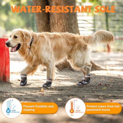 TEWIWAP Dog Shoes for Large Small Medium Dogs AntiSlip Dog Booties Paw Protectors for Outdoor Waterproof Dog Boots for Hiking Hardwood Floor Winter Snow with Reflective Straps Size 8 - Image 3
