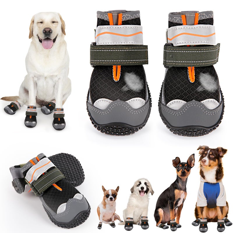 TEWIWAP Dog Shoes for Large Small Medium Dogs AntiSlip Dog Booties Paw Protectors for Outdoor Waterproof Dog Boots for Hiking Hardwood Floor Winter Snow with Reflective Straps Size 8 - Image 2