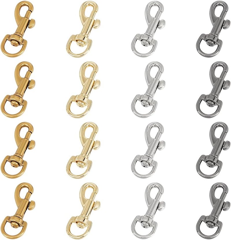 klarako 16Pcs 4 Colors Swivel Eye Bolt Snap Hook, 1.8 Inch Alloy Snap Bolt Trigger Chain Clip Pet Buckle Single Ended Snap Clips Pet Buckle for Purse Strap Dog Leash Keychain Holder Makings - Image 1