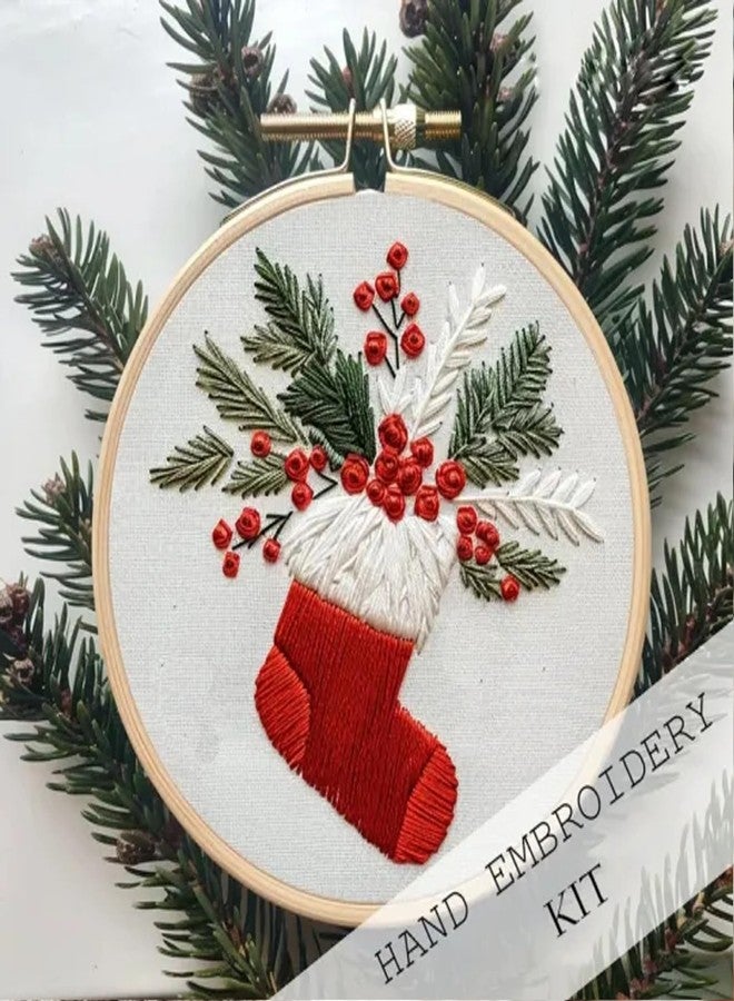 TINLOK Christmas Embroidery KIT,Adults Kids DIY Handmade,Hand Embroidery Starter Kits with Stamped Embroidery Pattern,for Christmas Embroidery Kits for Adults Beginners Starter (E) - Image 2