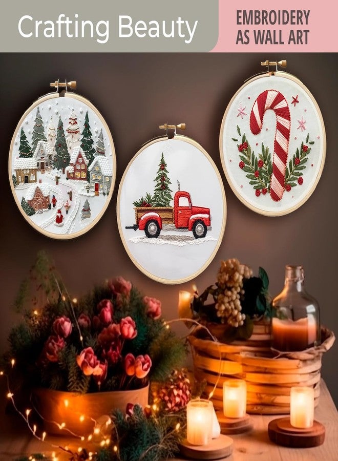 TINLOK Christmas Embroidery KIT,Adults Kids DIY Handmade,Hand Embroidery Starter Kits with Stamped Embroidery Pattern,for Christmas Embroidery Kits for Adults Beginners Starter (E) - Image 4