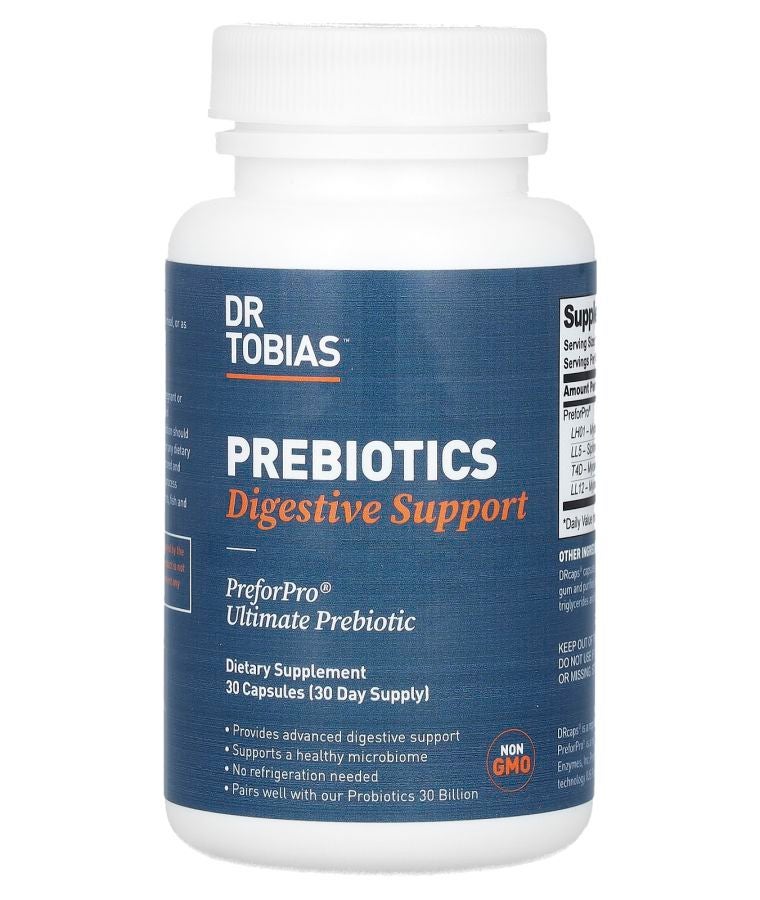 Dr. Tobias Prebiotics Digestive Support 15 mg 30 Capsules