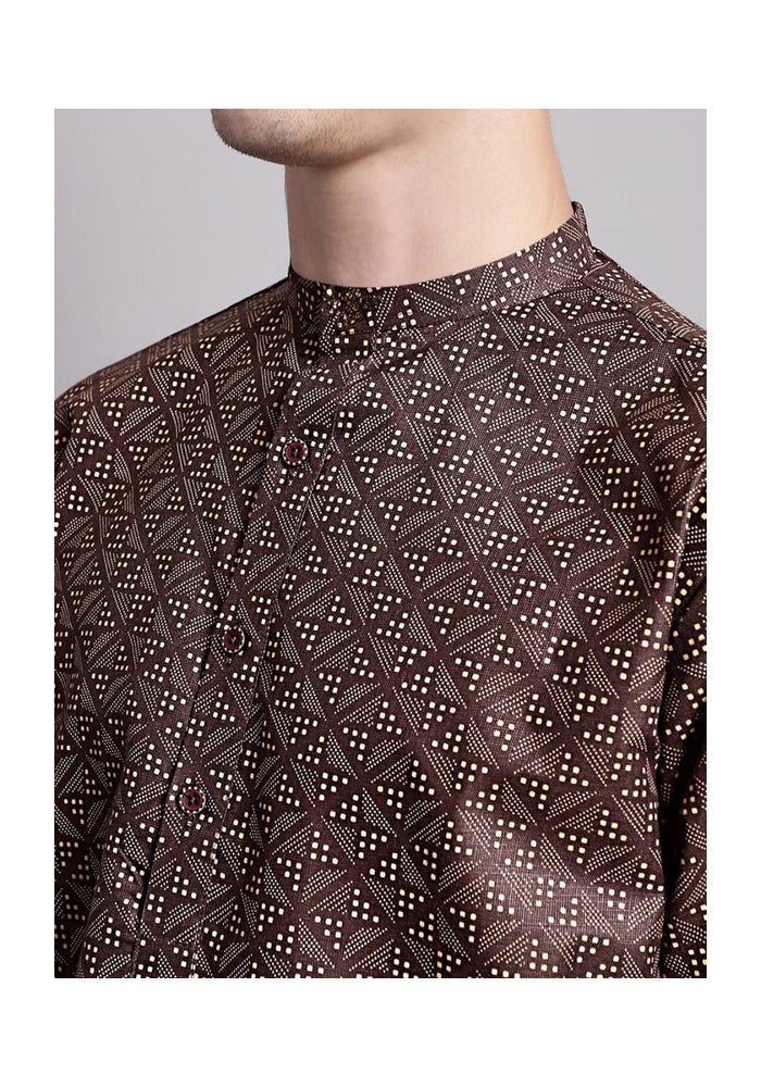ARCHATTIRE Men’s Brown Polycotton Long Kurta for Men - Image 4