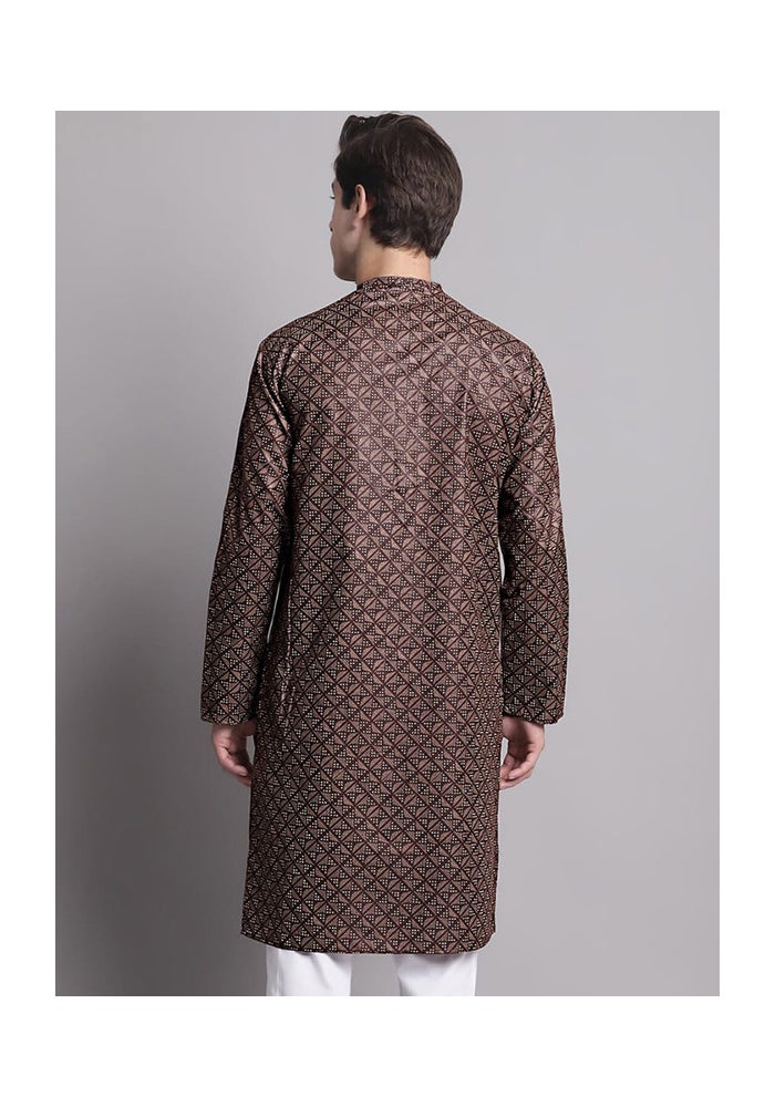 ARCHATTIRE Men’s Brown Polycotton Long Kurta for Men - Image 5