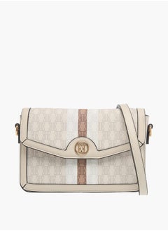ELLE Womens Monogram Print Crossbody Bag With Button Closure And Adjustable Strap  - Image 1