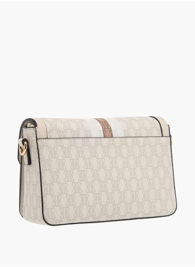 ELLE - Womens Monogram Print Crossbody Bag With Button Closure And Adjustable Strap - Image 1