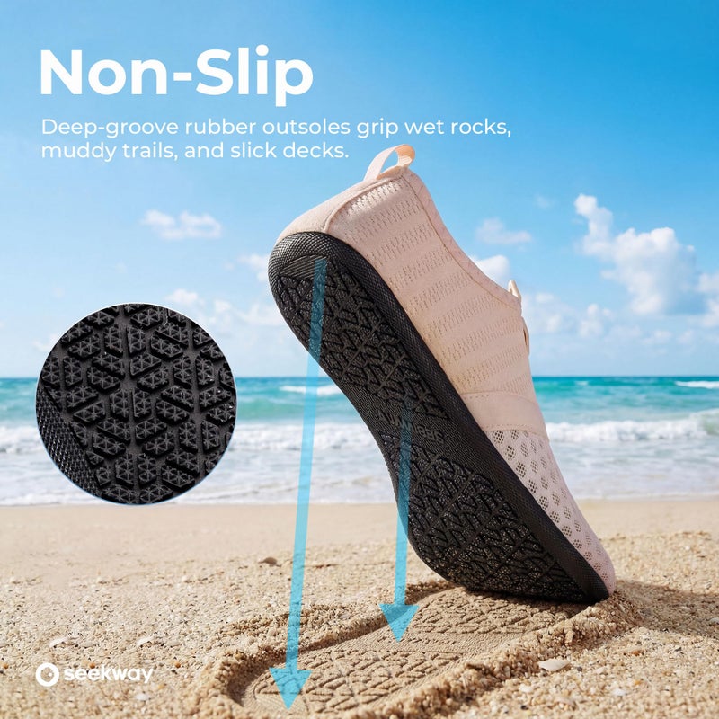 SEEKWAY Water Shoes Quick-Dry Aqua Socks Barefoot Slip-on for Beach Pool Swim River Yoga Lake Surf Women Men Black SK001 - Image 2