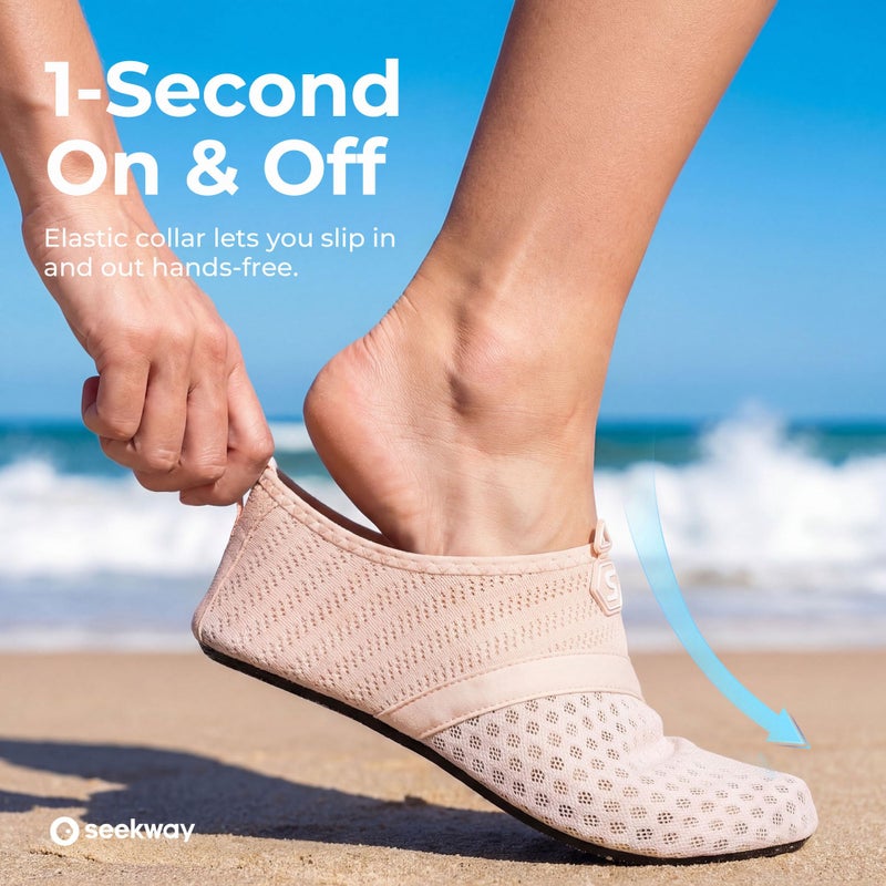 SEEKWAY Water Shoes Quick-Dry Aqua Socks Barefoot Slip-on for Beach Pool Swim River Yoga Lake Surf Women Men Black SK001 - Image 5