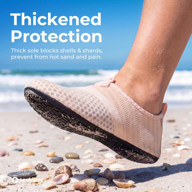 SEEKWAY Water Shoes Quick-Dry Aqua Socks Barefoot Slip-on for Beach Pool Swim River Yoga Lake Surf Women Men Black SK001 - Image 3