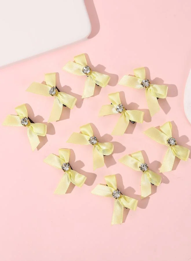تايك تو Pack of 10 Girls Yellow Bow Rhinestones Embellished Hair Accessories