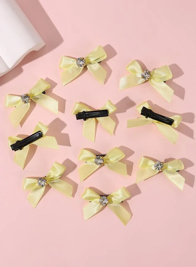 تايك تو Pack of 10 Girls Yellow Bow Rhinestones Embellished Hair Accessories
