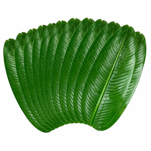 KalamkariX 10PCS Artificial Banana Leaf, Fake Banana Leaves for Table Decor, Leaf Mats, Party Supplies, Photography Props, Floating Display for Food(19 * 38CM) - Image 1
