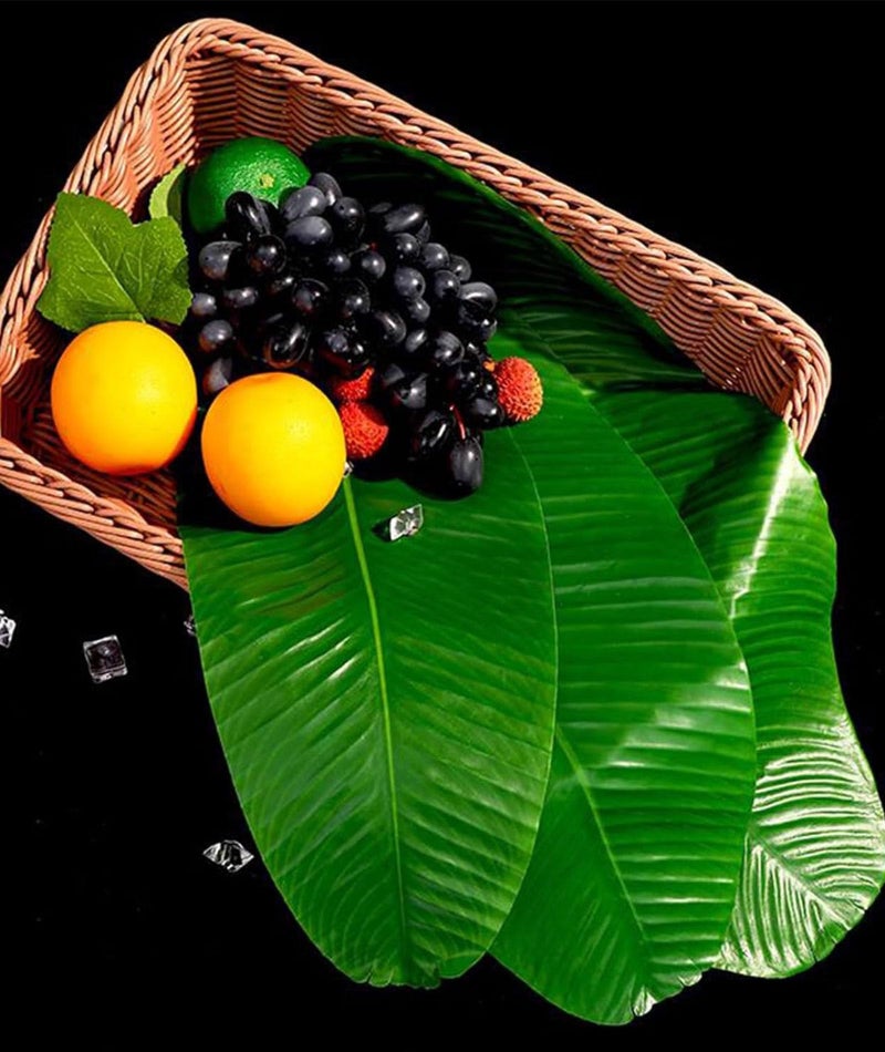 KalamkariX 10PCS Artificial Banana Leaf, Fake Banana Leaves for Table Decor, Leaf Mats, Party Supplies, Photography Props, Floating Display for Food(19 * 38CM) - Image 4