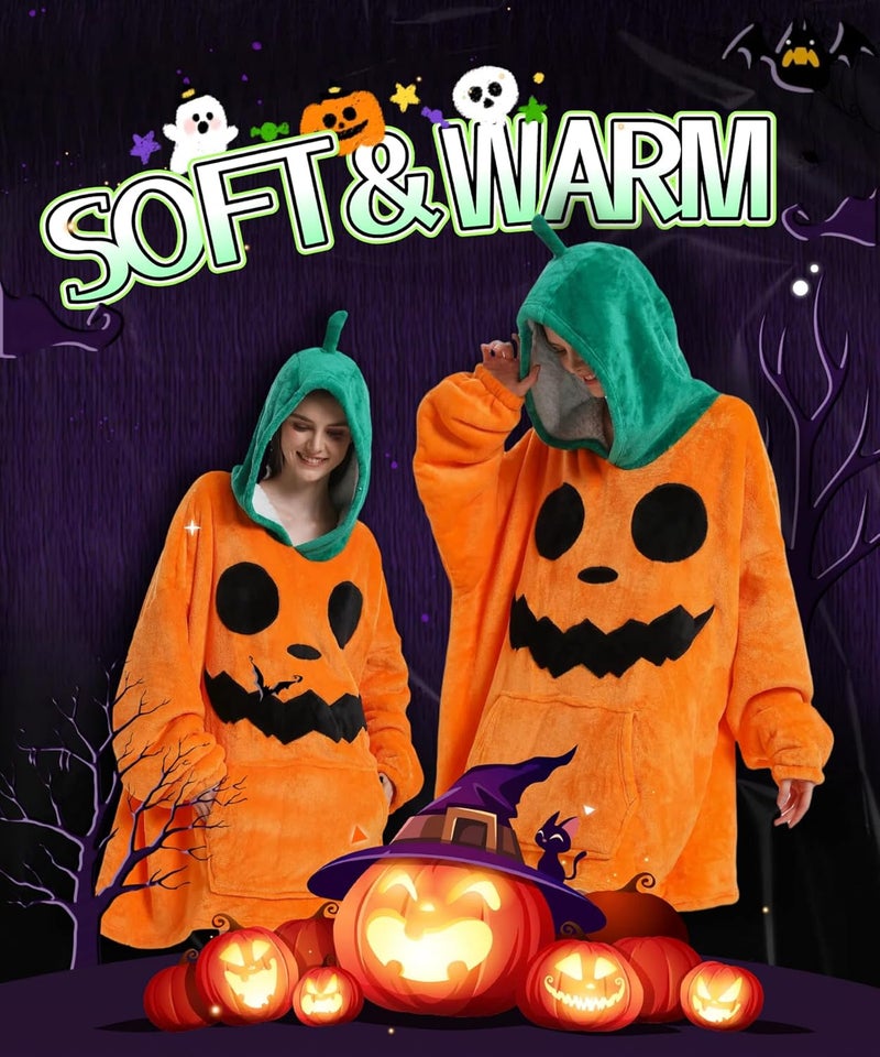 Solvienne Wearable Blanket Hoodie, Men Women Soft Flannel with oversized Pocket Christmas Halloween Cozy Lounge Wear - Image 3