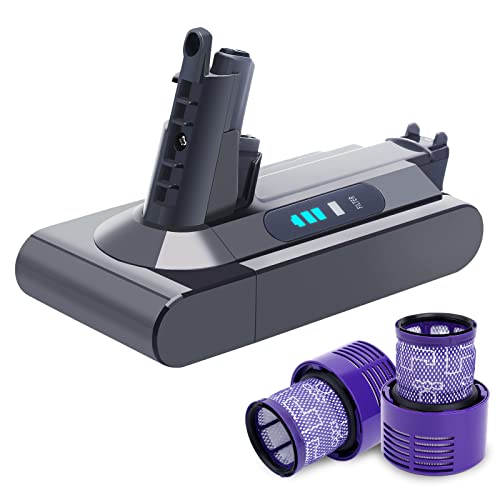 Biswaye Upgraded 25.2V 5.0Ah V10 Replacement Battery Compatible with Dyson Cyclone V10 SV12, V10 Animal, V10 Absolute, V10 Allergy Cordless Vacuum Batteries, Comes with 2 Filters - Image 1