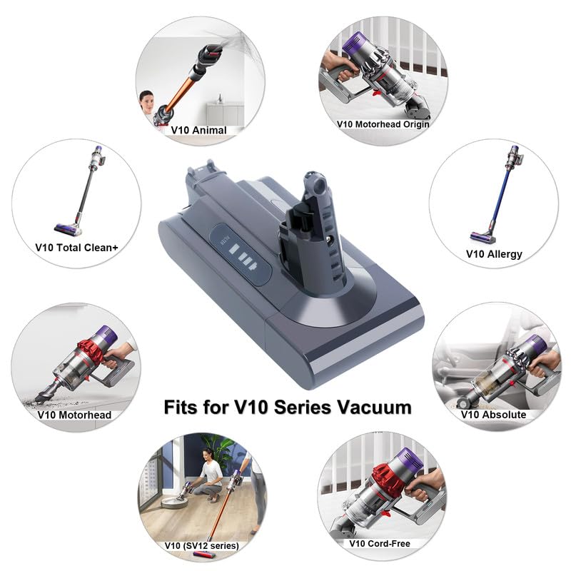 Biswaye Upgraded 25.2V 5.0Ah V10 Replacement Battery Compatible with Dyson Cyclone V10 SV12, V10 Animal, V10 Absolute, V10 Allergy Cordless Vacuum Batteries, Comes with 2 Filters - Image 4