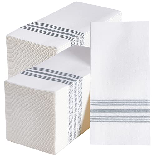 Vplus 300 PACK Guest Towels Disposable Bathroom Decorative Bathroom Napkins Cloth Feel Soft and Absorbent Disposable Paper Hand Towel for Dinners Kitchen Parties Weddings Christmas Party - Image 1