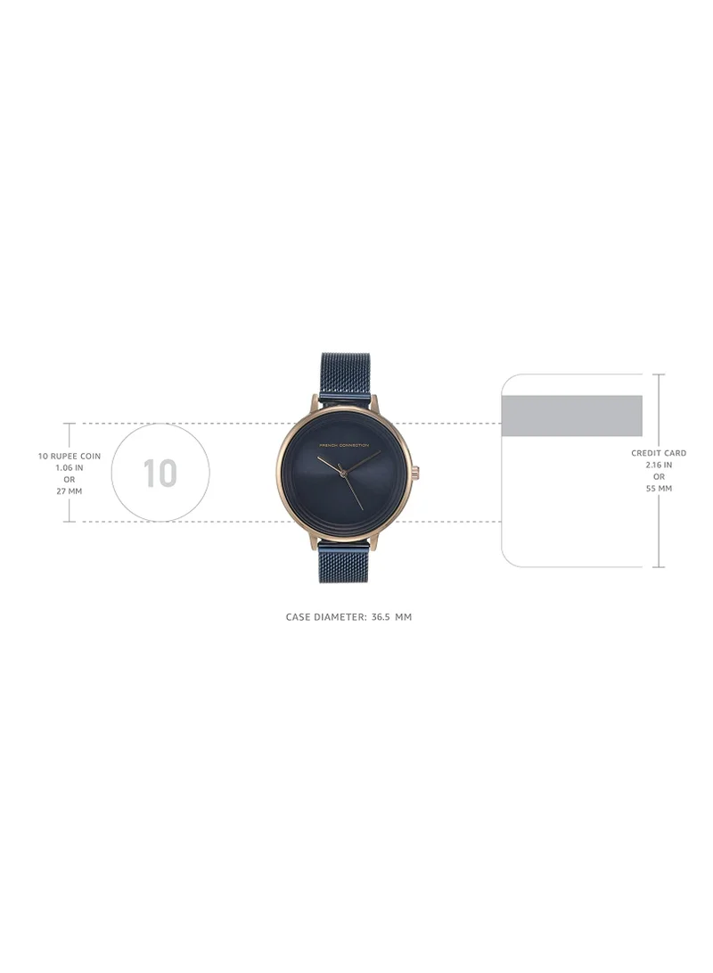 French Connection Women's Analog Watch With Blue Stainless Steel Bracelet 37 mm FCN0001C