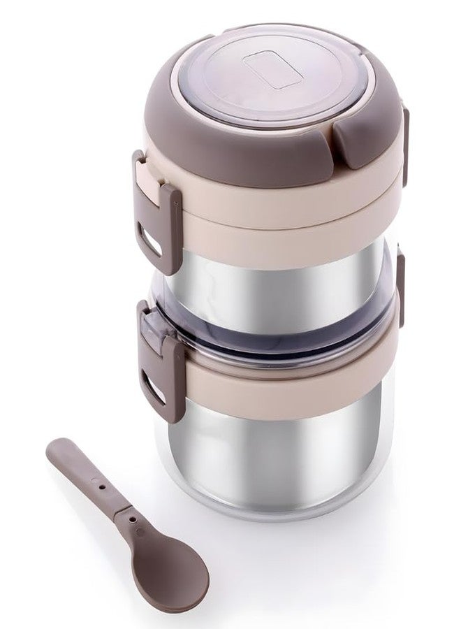 Elevea 𝟏𝟓-𝐘𝐞𝐚𝐫 𝐋𝐨𝐧𝐠-𝐋𝐢𝐟𝐞 𝐖𝐚𝐫𝐫𝐚𝐧𝐭𝐲 Premium Stainless Steel Lunch Box 2 Layer Leak Proof Tiffin, Airtight Food Storage Container for Office School Travel with Clip Lock. - Image 1