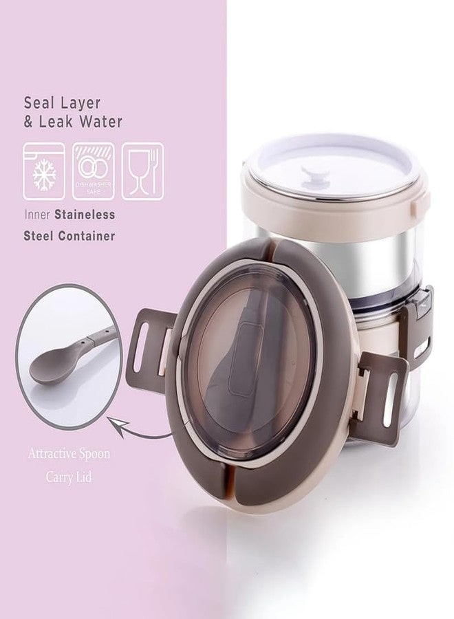 Elevea 𝟏𝟓-𝐘𝐞𝐚𝐫 𝐋𝐨𝐧𝐠-𝐋𝐢𝐟𝐞 𝐖𝐚𝐫𝐫𝐚𝐧𝐭𝐲 Premium Stainless Steel Lunch Box 2 Layer Leak Proof Tiffin, Airtight Food Storage Container for Office School Travel with Clip Lock. - Image 5