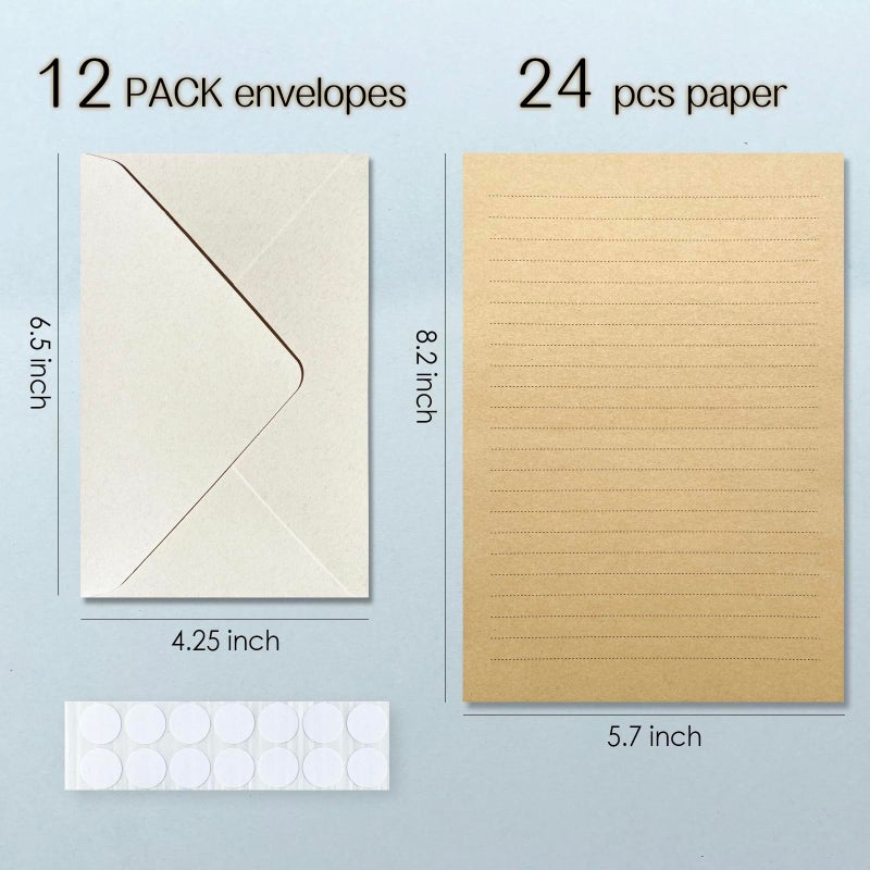 Tuhangcc Premium Velvet-Touch Stationery Set with Unique Design Colors - Best Paper and Elegant 4x6 Envelopes (24 Writing Sheets + 12 Envelopes) for Love Letters and Party Invitations(Ivory White) - Image 5