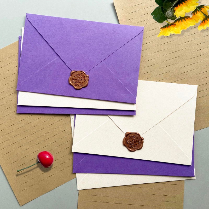 Tuhangcc Premium Velvet-Touch Stationery Set with Unique Design Colors - Best Paper and Elegant 4x6 Envelopes (24 Writing Sheets + 12 Envelopes) for Love Letters and Party Invitations(Ivory White) - Image 2