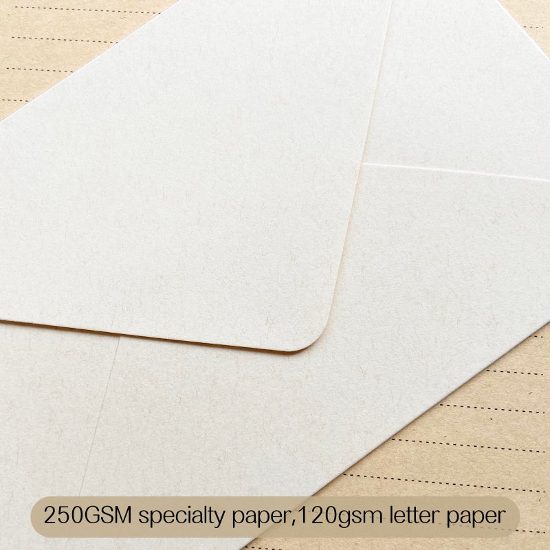 Tuhangcc Premium Velvet-Touch Stationery Set with Unique Design Colors - Best Paper and Elegant 4x6 Envelopes (24 Writing Sheets + 12 Envelopes) for Love Letters and Party Invitations(Ivory White) - Image 4