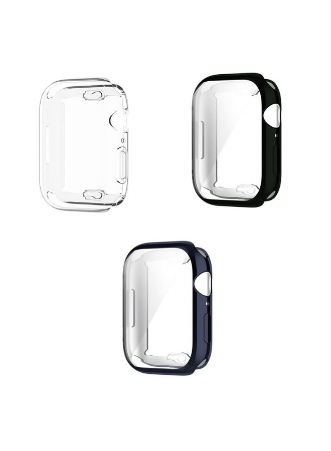 3 Pack PC Case with Soft HD High Sensitivity Screen Protector for Apple Watch Case 45mm