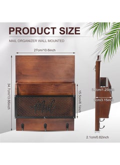 Yalikop 2 Tiered Mail Organizer Wall Mounted Keys And Mail Holder On Wall Mail Organizer Wall Mounted 13.66" X 10.6" Decorative Mail Sorter Organizer Mail And Key Holder For Home, Office  - Image 2
