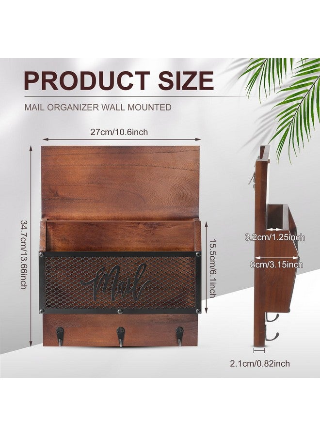 Yalikop 2 Tiered Mail Organizer Wall Mounted Keys And Mail Holder On Wall Mail Organizer Wall Mounted 13.66" X 10.6" Decorative Mail Sorter Organizer Mail And Key Holder For Home, Office - Image 2