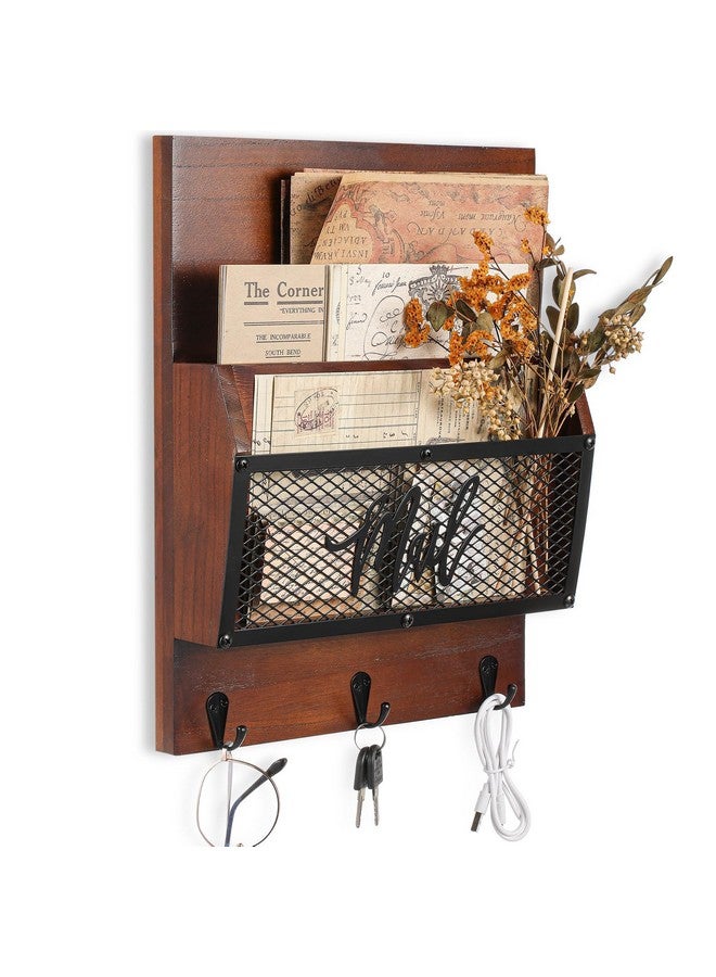 Yalikop 2 Tiered Mail Organizer Wall Mounted Keys And Mail Holder On Wall Mail Organizer Wall Mounted 13.66" X 10.6" Decorative Mail Sorter Organizer Mail And Key Holder For Home, Office - Image 1