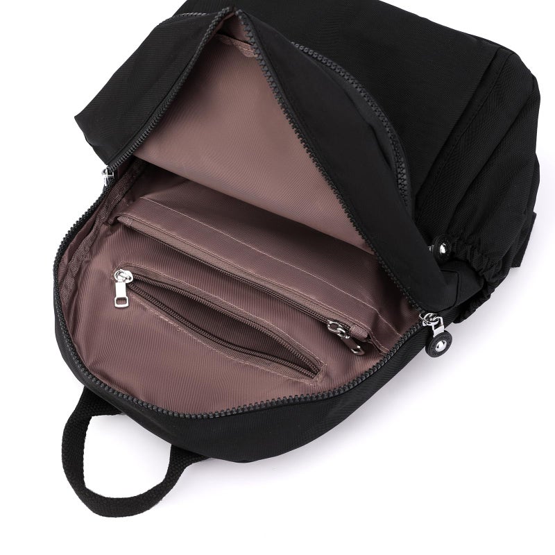 Tanweibago Mini Nylon Women Backpacks,11L Small Ladies backpacks Casual Lightweight Women Shopping Travel Daypack (Black) - Image 2