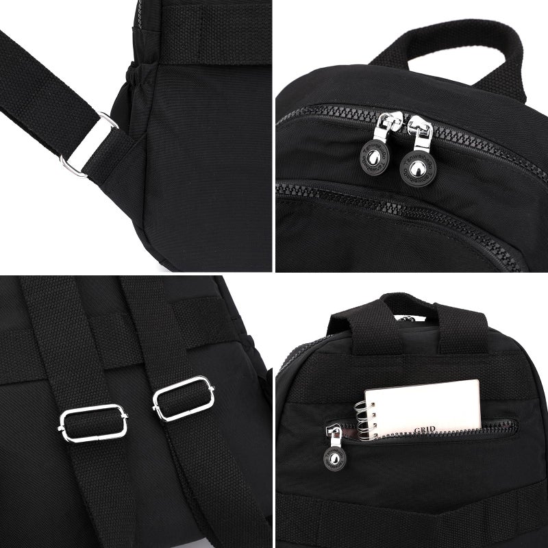 Tanweibago Mini Nylon Women Backpacks,11L Small Ladies backpacks Casual Lightweight Women Shopping Travel Daypack (Black) - Image 3