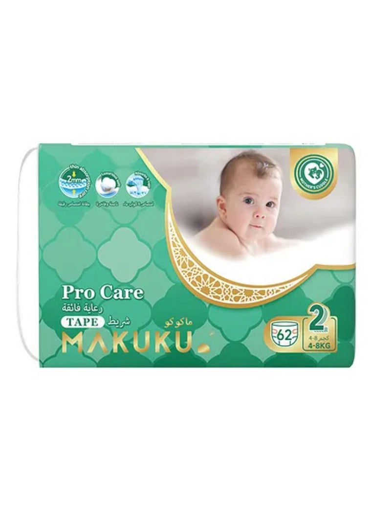 Makuku Pro Care Tape Diapers Size 2 4-8kg  2-3months 62 Diapers 