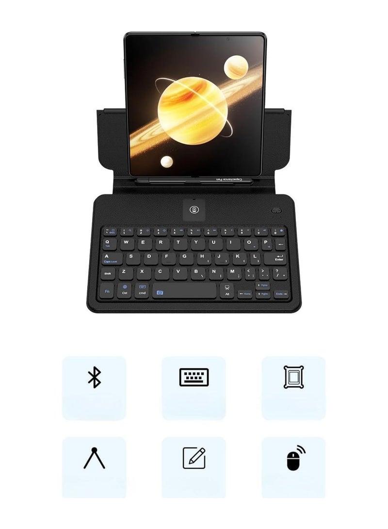 Wireless Keyboard Compatible Honor Magic V3 2024 All-Inclusive Folding Bluetooth Stand Keyboard + Capacitive Pen + Mouse Case Honor Magic V3 - Image 2