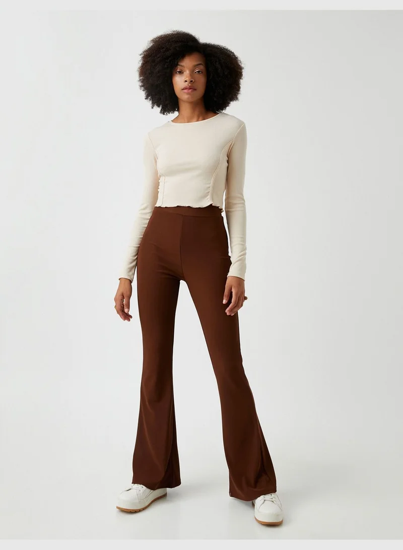 KOTON Flare Leg Trousers High Waist