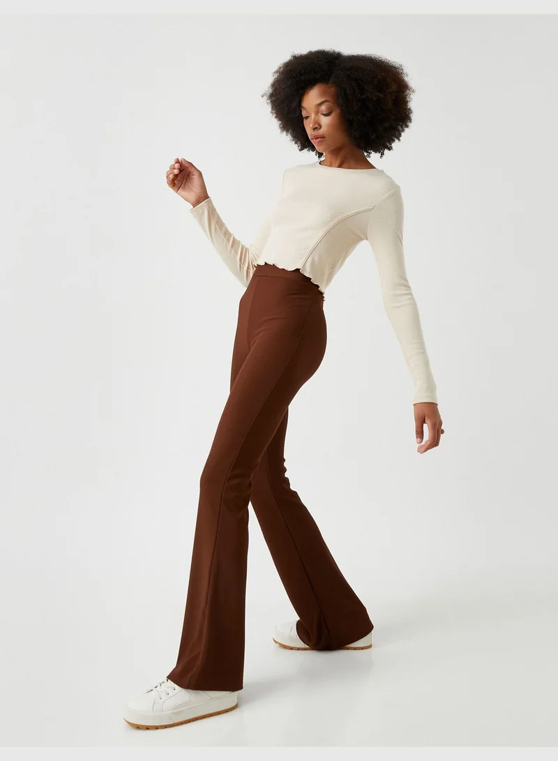 KOTON Flare Leg Trousers High Waist