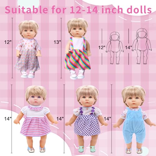 Digabi Alive Baby Doll Clothes - 9 Sets Girl Doll Clothes Dress for 10 11 12 Inch Doll, Doll Outfits Accessories for Baby Doll Girl, Pretty Doll Cloth Handmade Girl Christmas Birthday Gift - Image 2