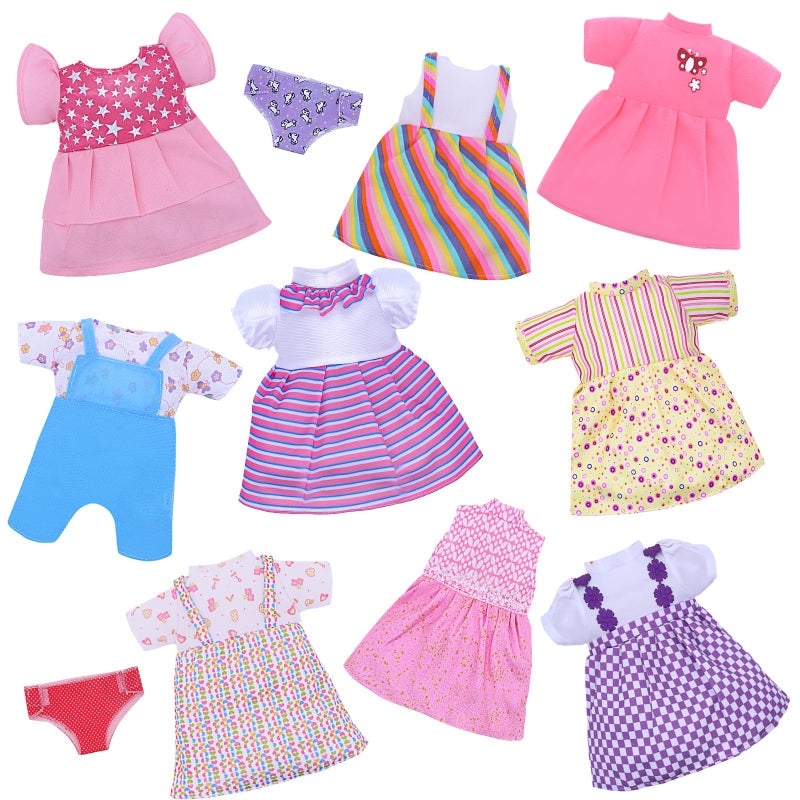 Digabi Alive Baby Doll Clothes - 9 Sets Girl Doll Clothes Dress for 10 11 12 Inch Doll, Doll Outfits Accessories for Baby Doll Girl, Pretty Doll Cloth Handmade Girl Christmas Birthday Gift - Image 4