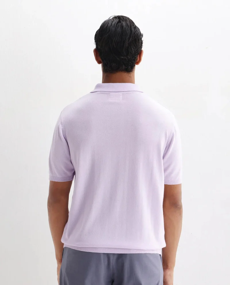 Rare Rabbit Men's Cable Knit Regular Fit Solid Polo