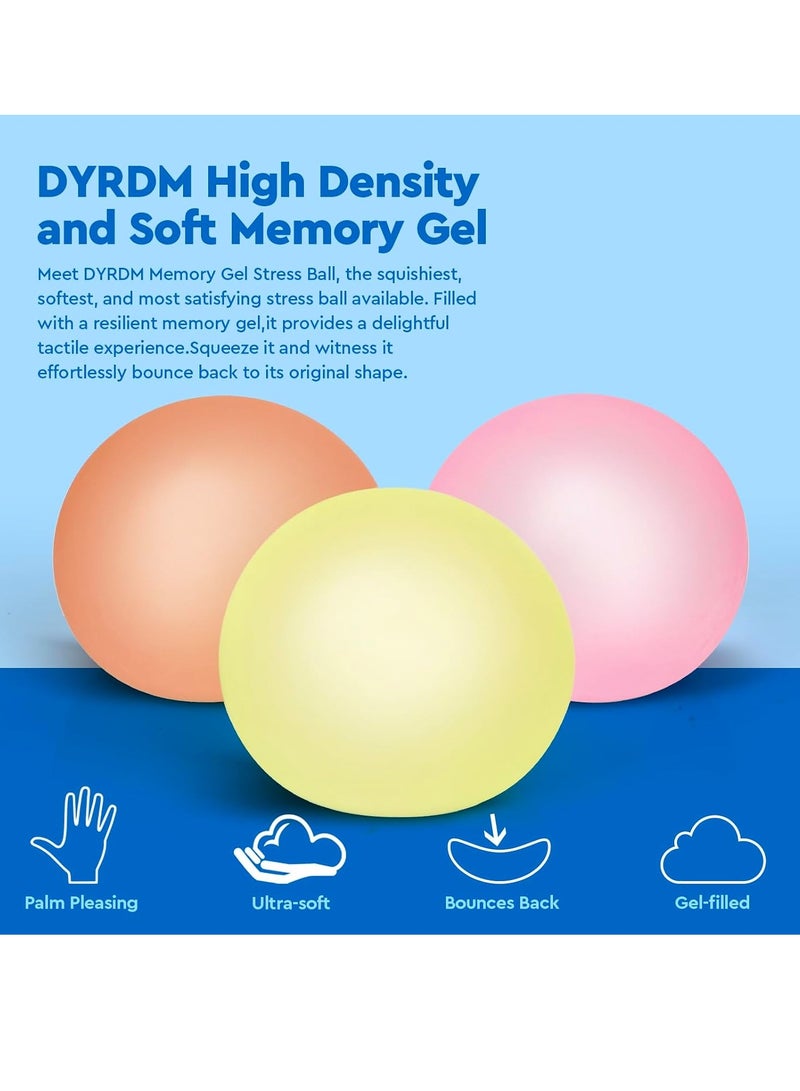عام كرات الضغط، كثافة عالية وناعمة للغاية ومملوءة بجل الذاكرة، لعبة تململ اسفنجية للبالغين والأطفال، كرات ضغط كرات تململ حسية لتخفيف التوتر والقلق، سلسلة دافئة - Image 2