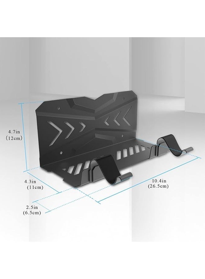 wall mount kit design for universal PS5/ PS5 slim console, 2 hanger rack fit game controllers, ps5 VR2 headset or headphone. - Image 4
