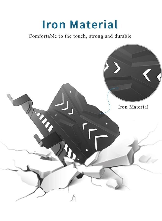 wall mount kit design for universal PS5/ PS5 slim console, 2 hanger rack fit game controllers, ps5 VR2 headset or headphone. - Image 5